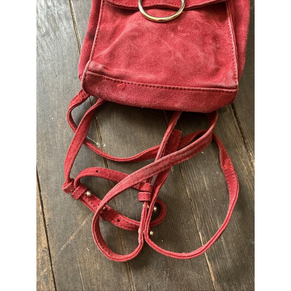 ASOS Red Suede Leather Small Backpack Preowned Women's Bag - Picture 3 of 9